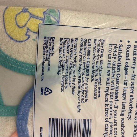 Vintage 1993 Gerber Terry Washcloths Duck Duckie 4-pack Old Wal-mart Price Tag - Picture 9 of 15